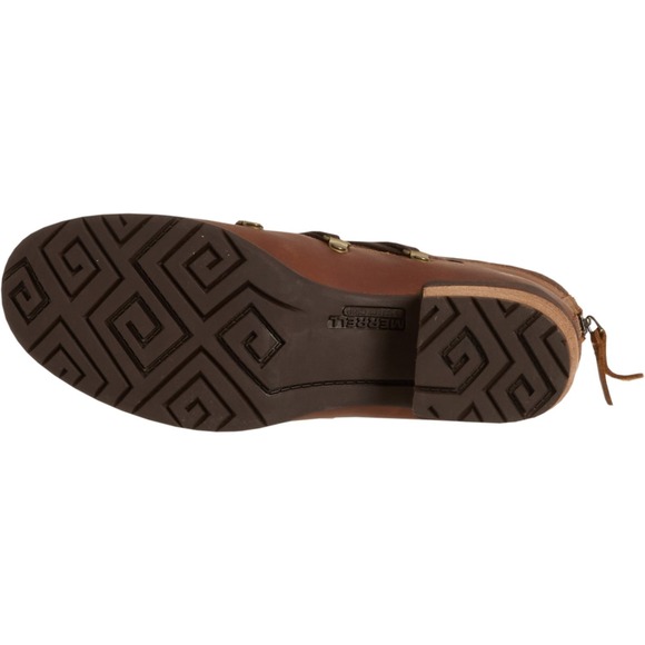 Merrell Women Boots Sz 10.5 Shiloh II Warm Leather Oak Ankle Block Heel Zip Back - Picture 4 of 6